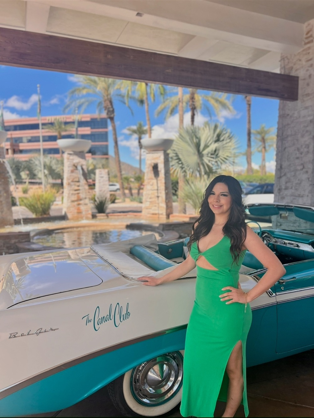 l*space Emerald Green Cutout Midi Dress with Thigh Slit